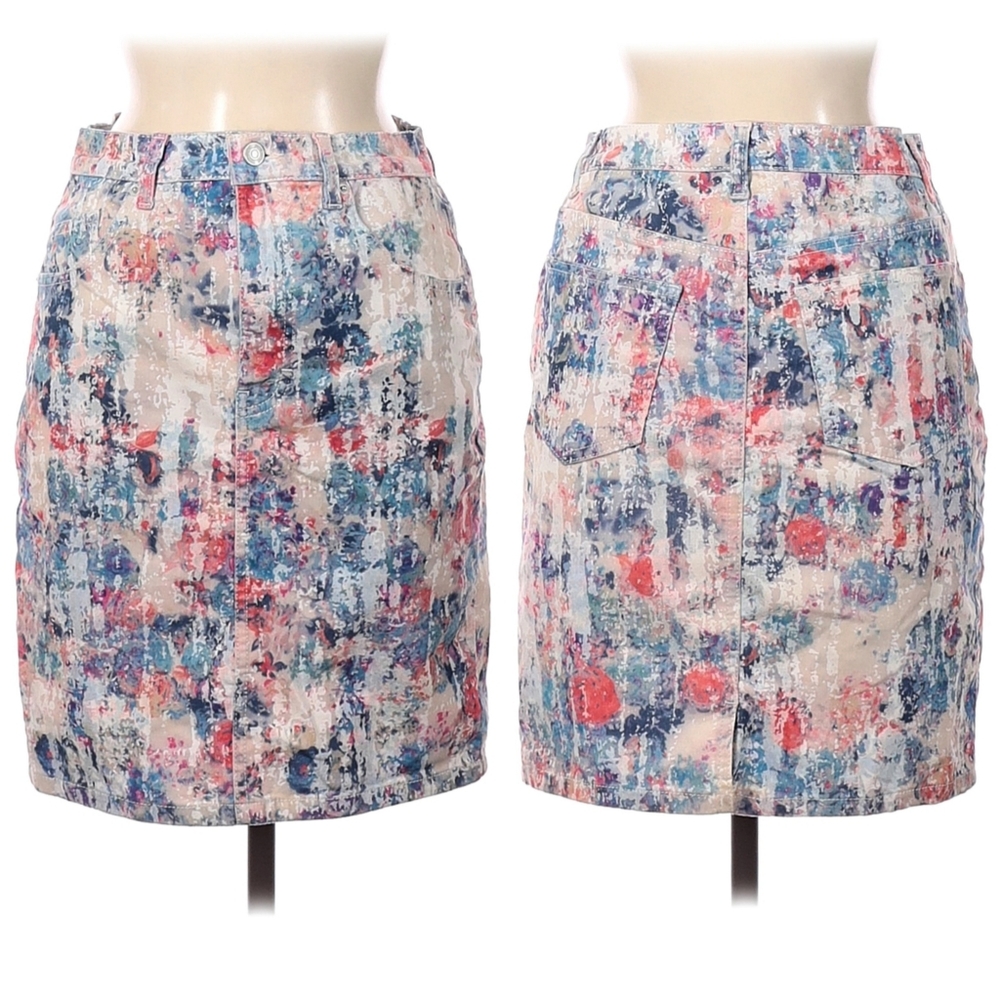 Topshop‎ Velour Artsy Boho Chic  Unique Watercolor Moto Skirt 28